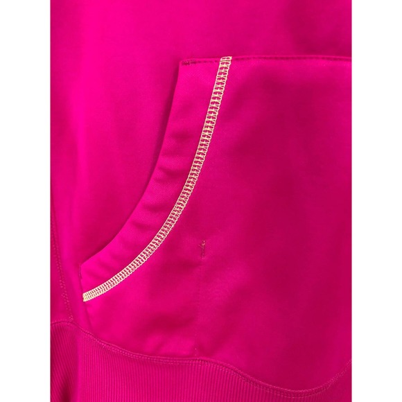 Reebok Womens Sweater Sz Medium Hot Pink Hoodie Pullover Neon Yellow Active Top - Picture 5 of 9